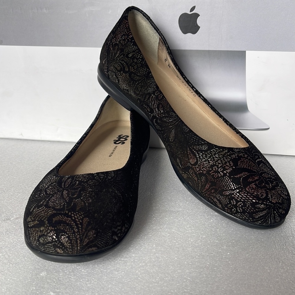 SAS Scenic Women’s Black Metallic Lace Ballet Flats Shoes Size: 8M
